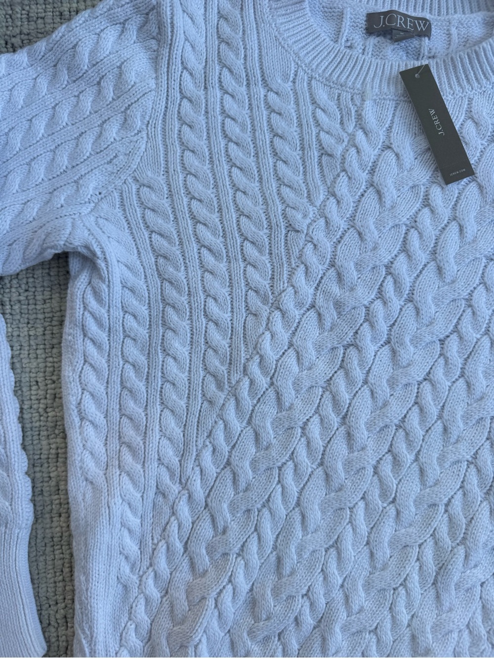 J. Crew White Cable-Knit Crewneck Sweater - Picture 3 of 4